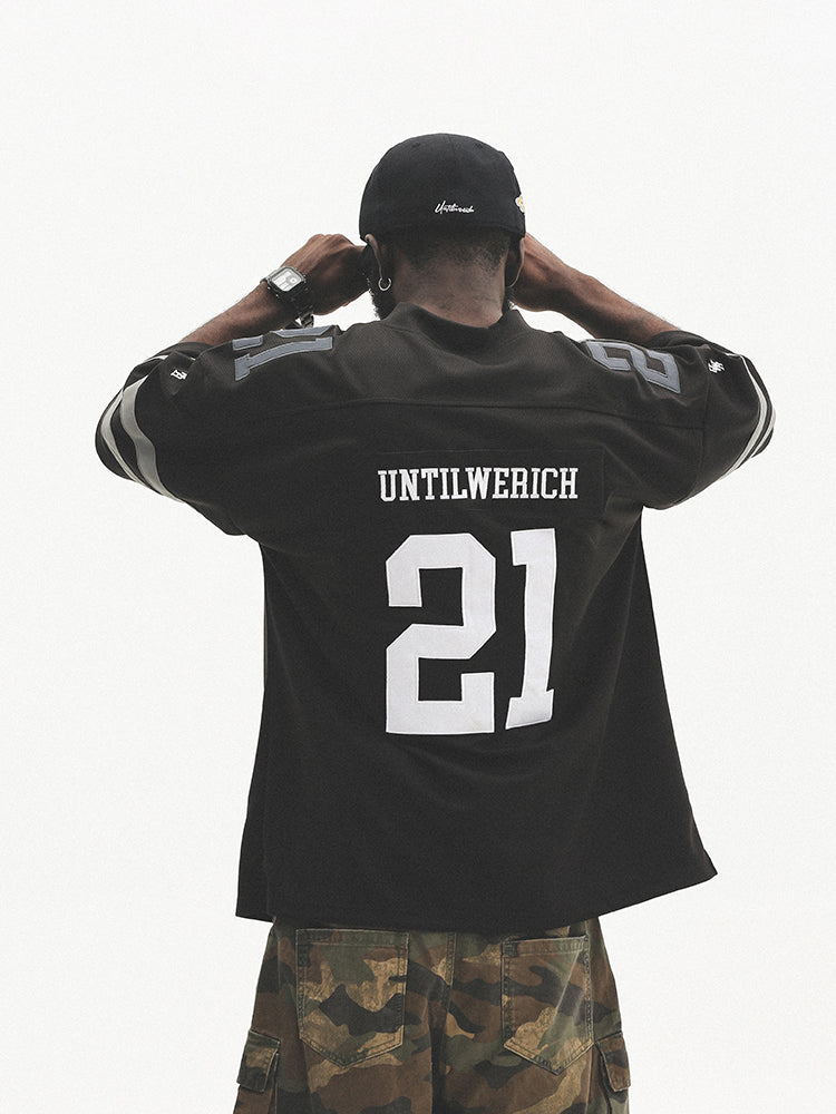 UNTILWERICH Mesh Quilting Embroidered Hockey Jersey