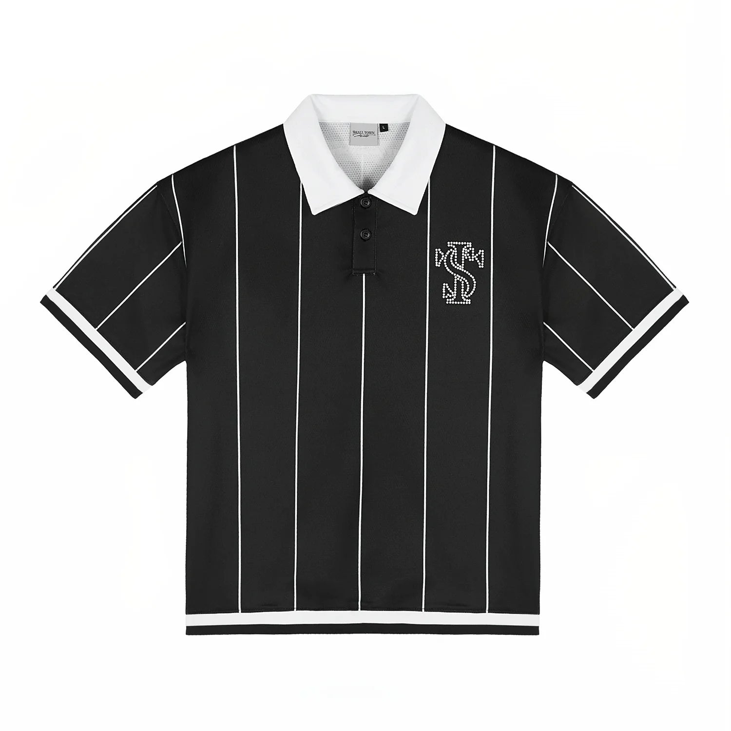 Small Town Kid Pearl Logo Striped Polo Jersey