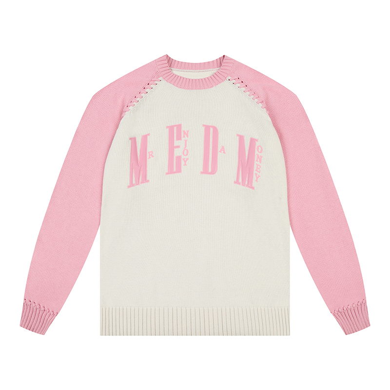 MEDM Color-Blocked Raglan Sleeve Knit Sweater