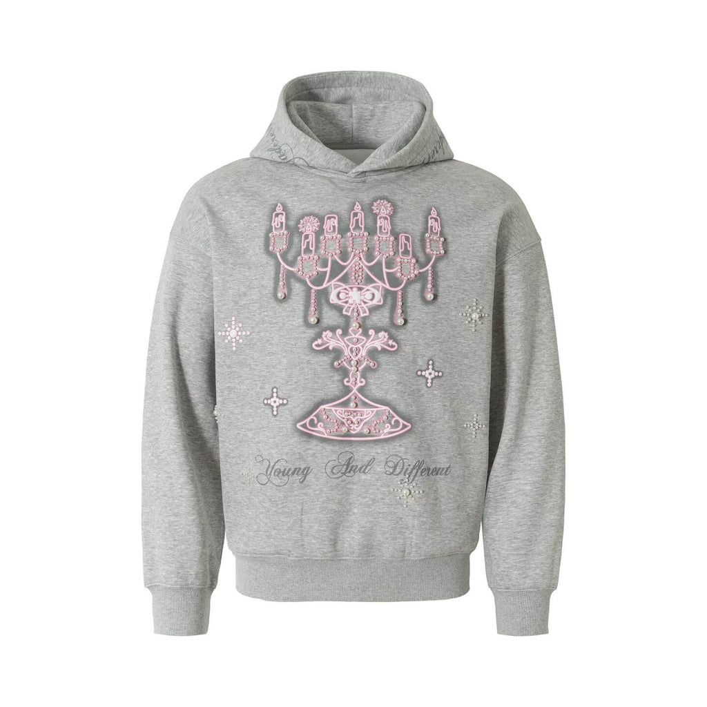 YADcrew Pearl Embellished Candlestick Hoodie