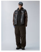 F2CE Embroidery Patch PU Leather Racing Jacket