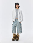 MEDM Mohair Hooded Zip Up Jacket