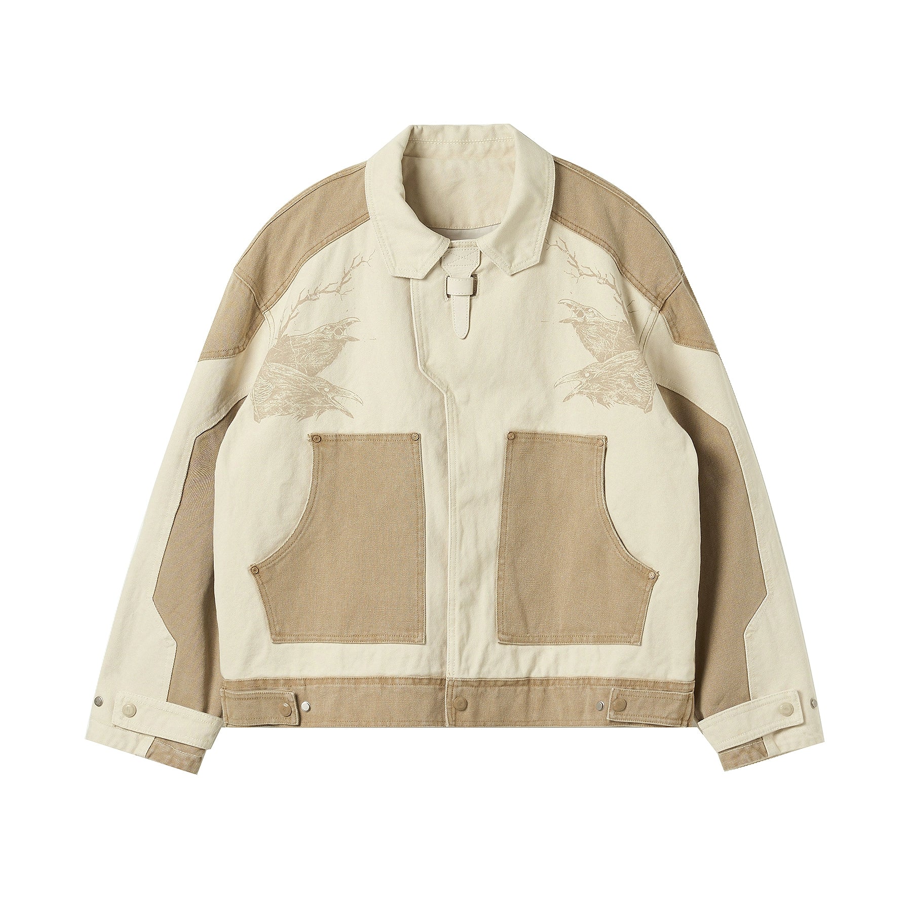 JHYQ Contrast Color Stitching Printed Canvas Work Jacket