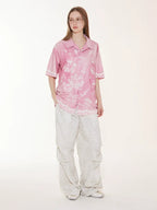 EMPTY REFERENCE Tie Dye Gradient Flower Short Sleeve Shirt