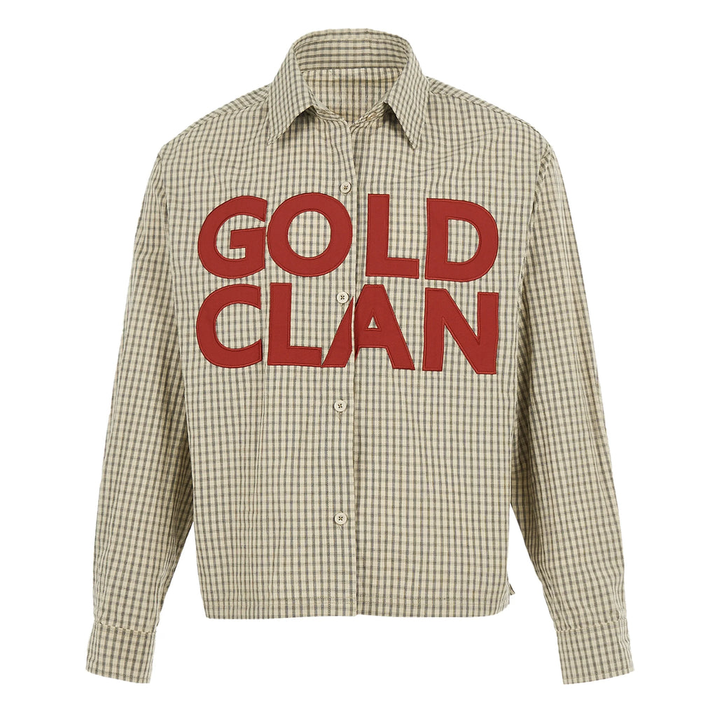 STEEPC Plaid Patch Embroidered Long Sleeve Shirt