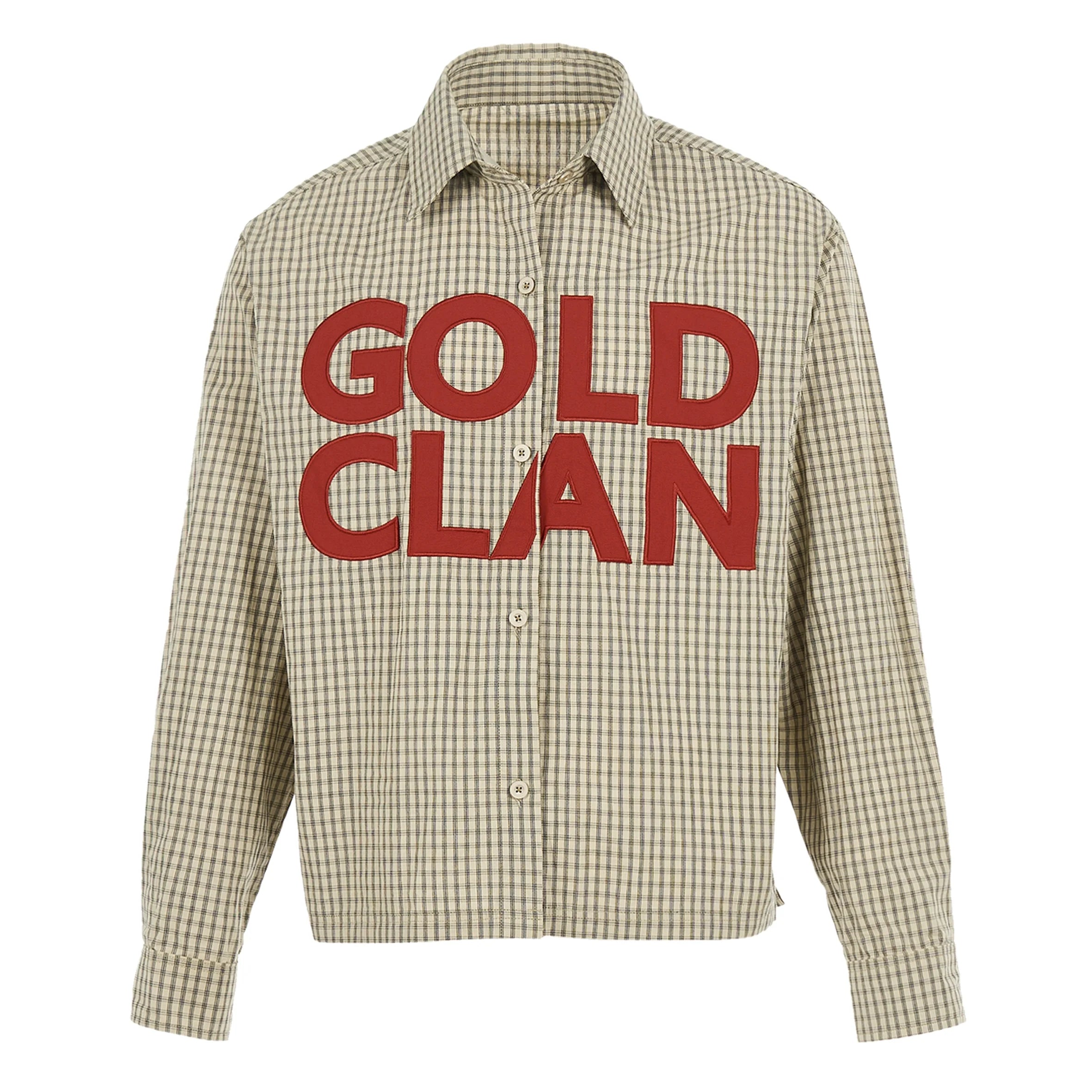 STEEPC Plaid Patch Embroidered Long Sleeve Shirt