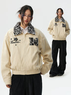 MEDM Leopard Fur Collar Corduroy Jacket