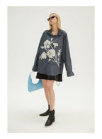 EMPTY REFERENCE Flower Shadow Print Long Sleeve Shirt