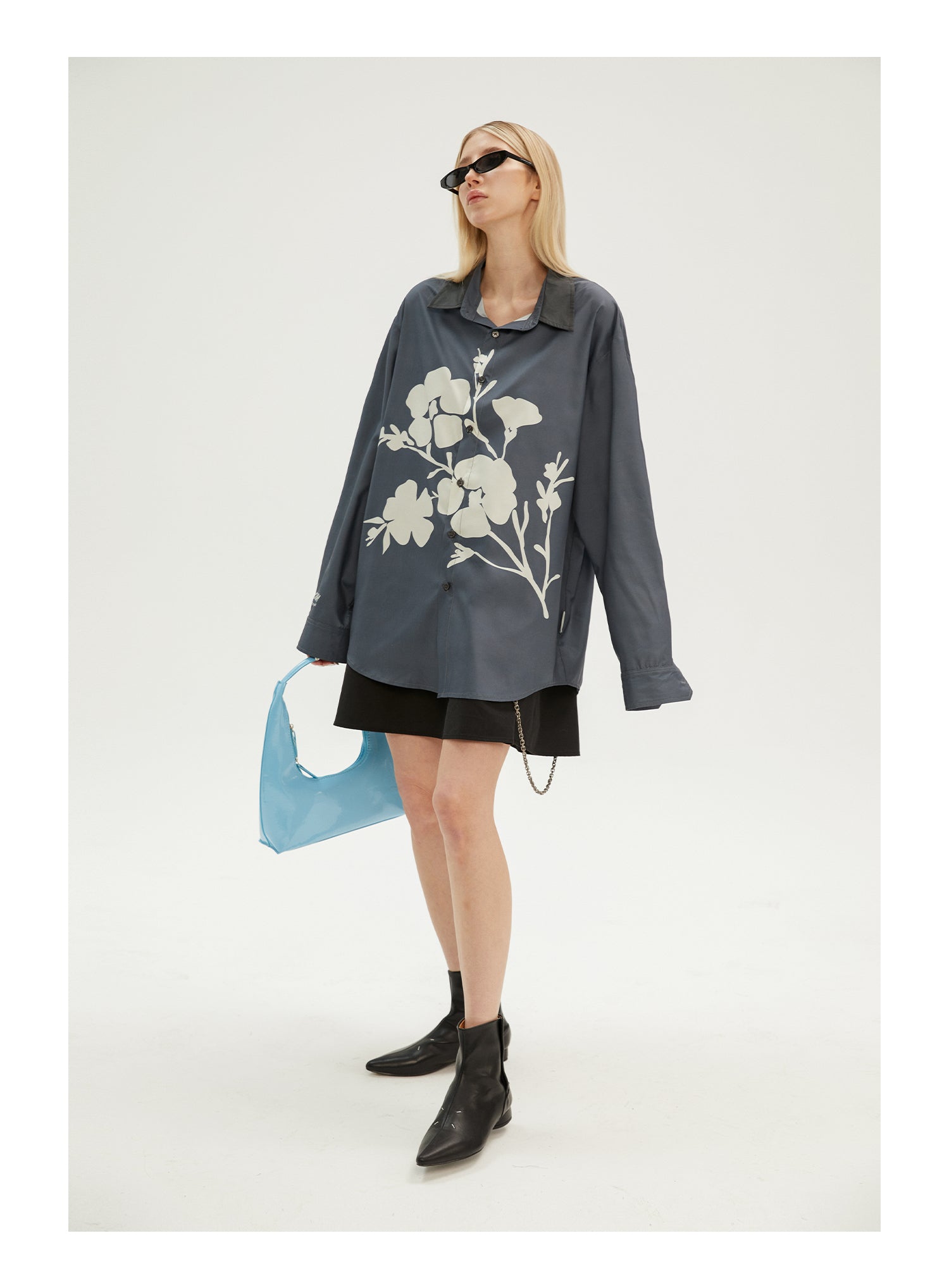 EMPTY REFERENCE Flower Shadow Print Long Sleeve Shirt