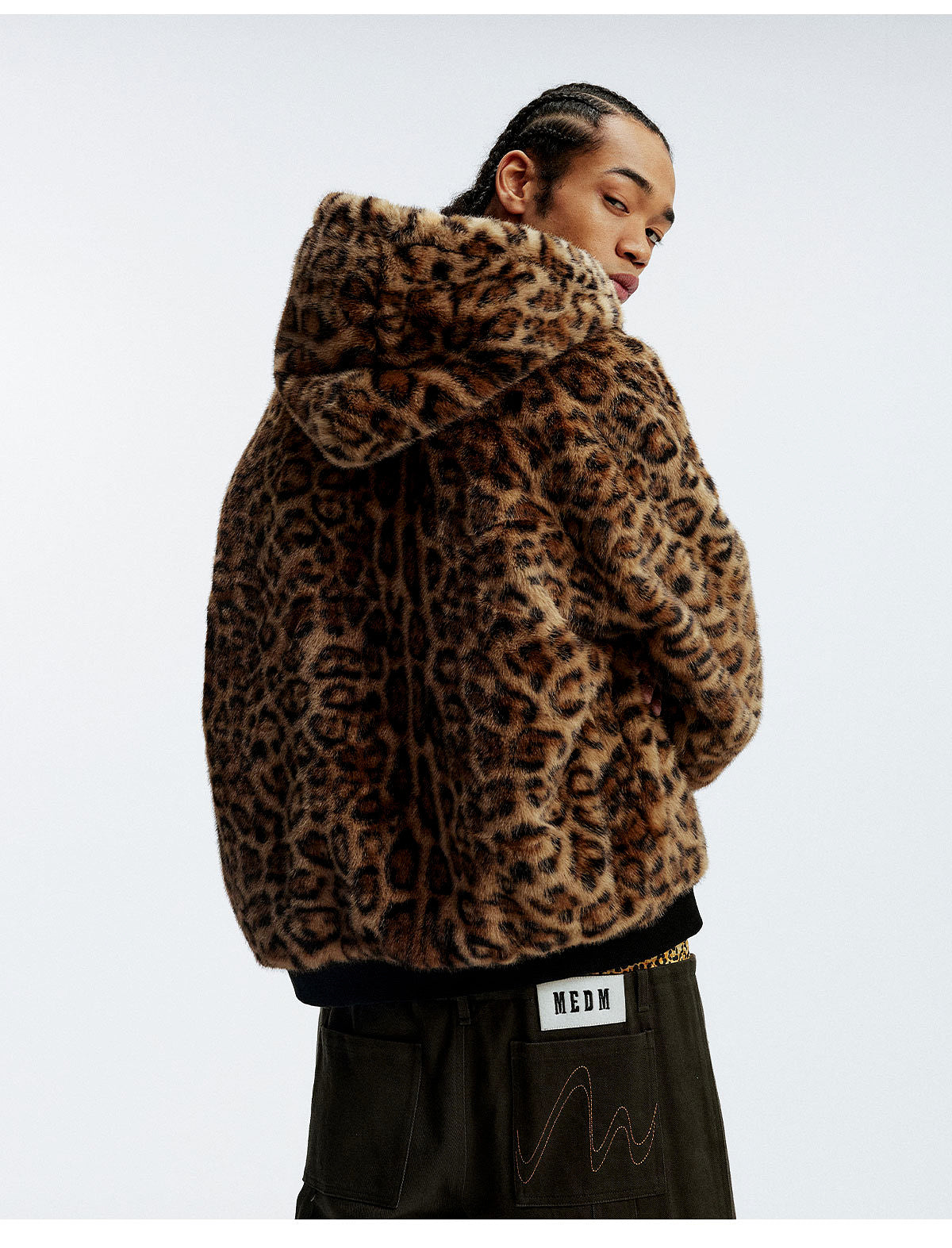 MEDM Reversible Leopard Fur Hooded Jacket