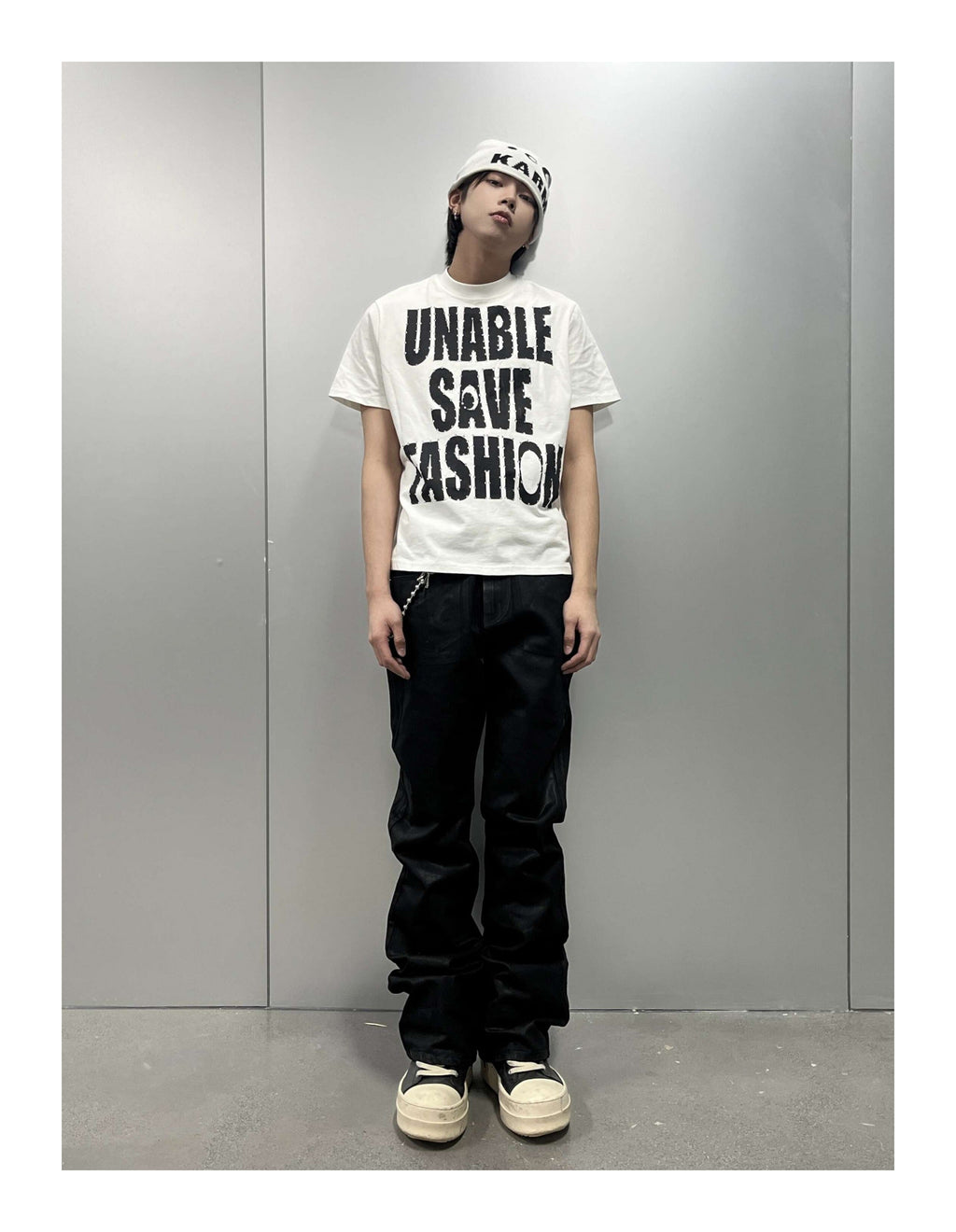 KARMANISTIC Rhinestone Slogan Print Tee