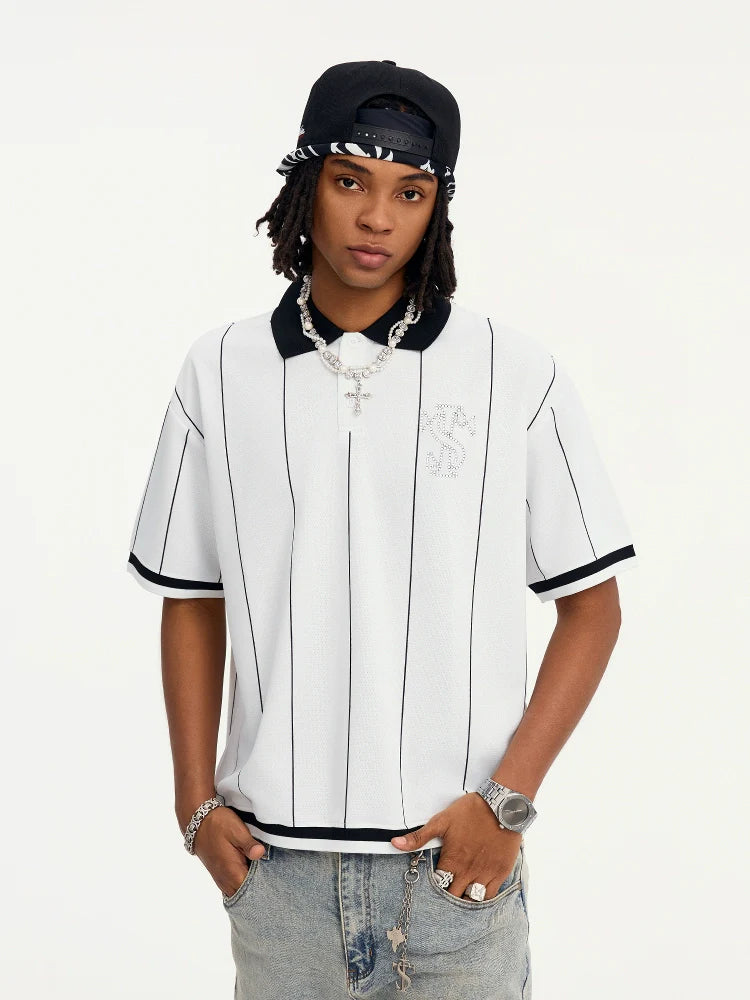 Small Town Kid Pearl Logo Striped Polo Jersey
