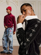 YADcrew Silver Thread Velvet Pearl Track Jacket