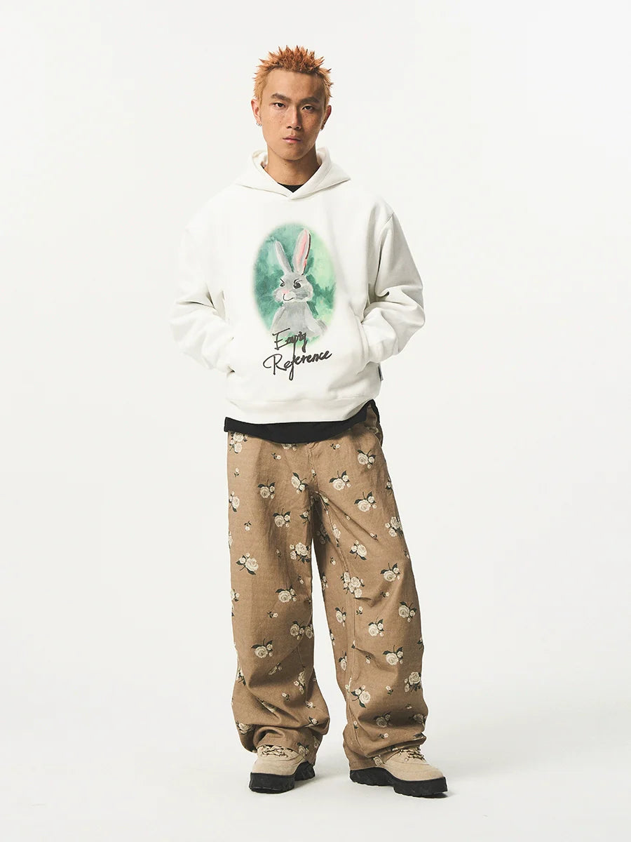 EMPTY REFERENCE Watercolor Rabbit Print Hoodie