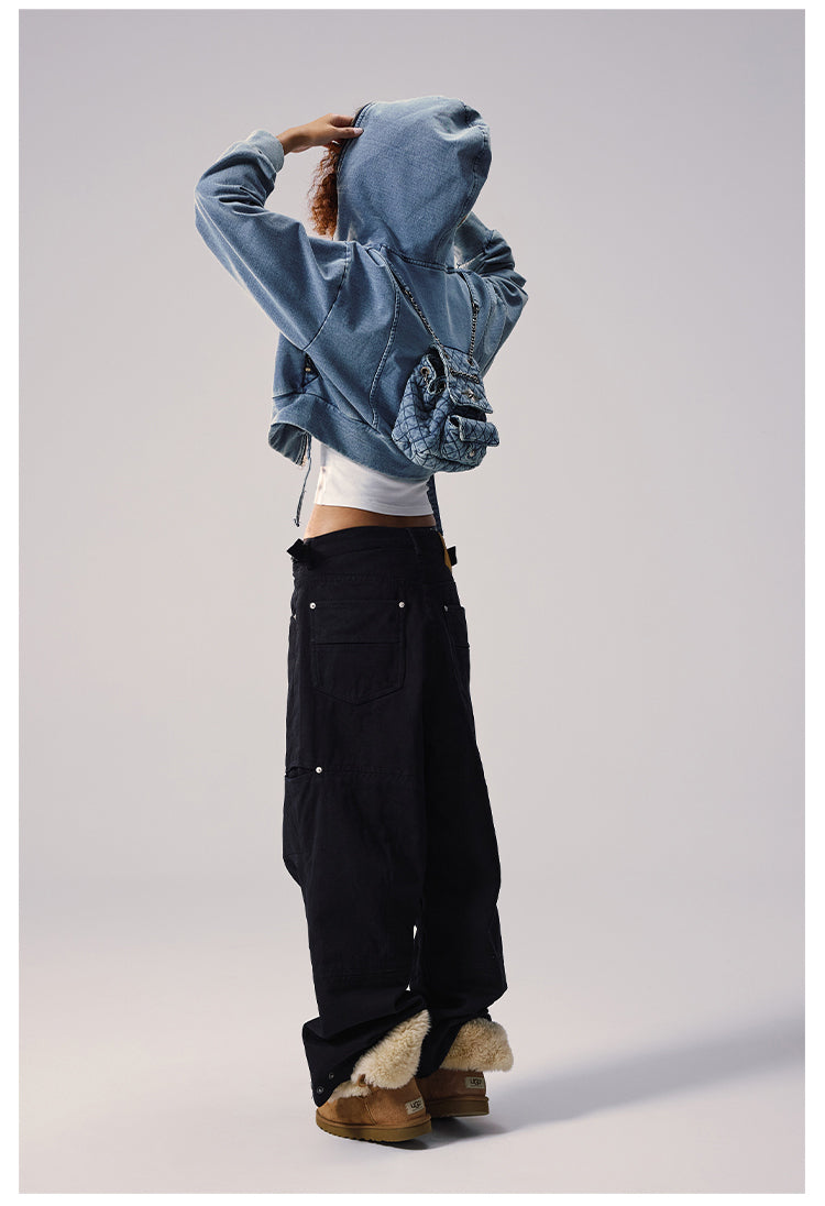 Remedy Backpack Design Washed Denim Short Jacket
