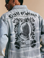 1807 Still Going Vintage Print Wash Denim Jacket