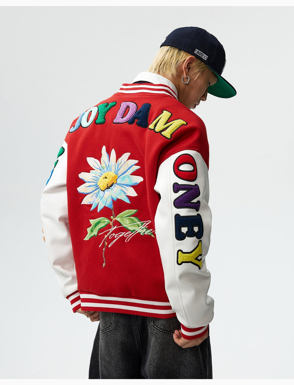MEDM Daisy Floral Varsity Jacket