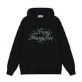 Harsh and Cruel Handwritten Font Pearl Embellished Crafted Hoodie