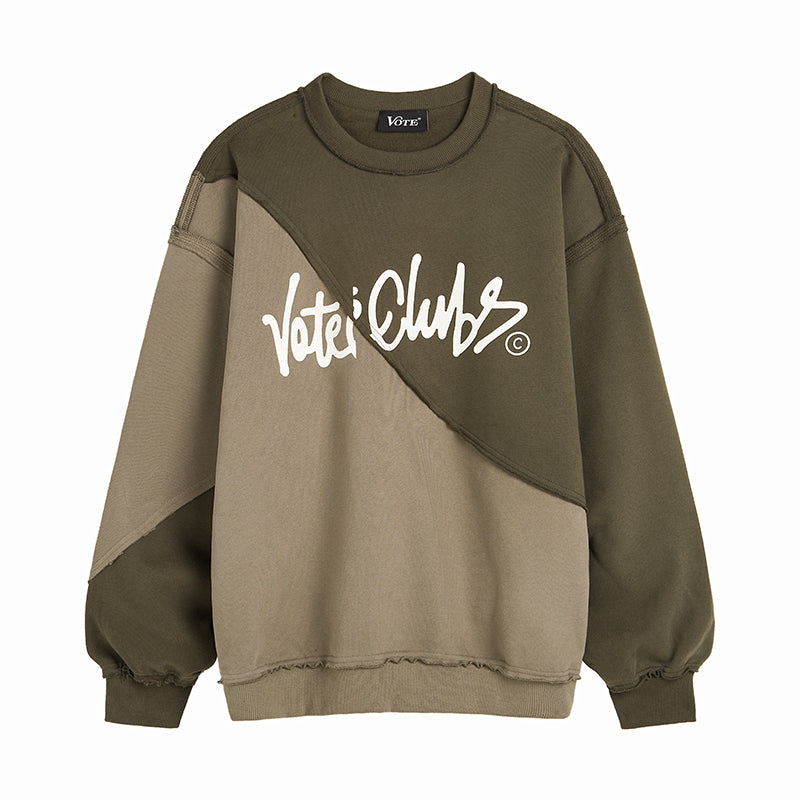 VOTE Spliced Raw Edge Sweatshirt