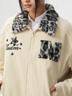 MEDM Leopard Fur Collar Corduroy Jacket