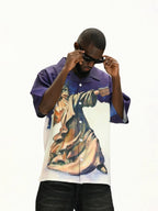 UNTILWERICH Statue of Liberty Graphic Short Sleeve Shirt