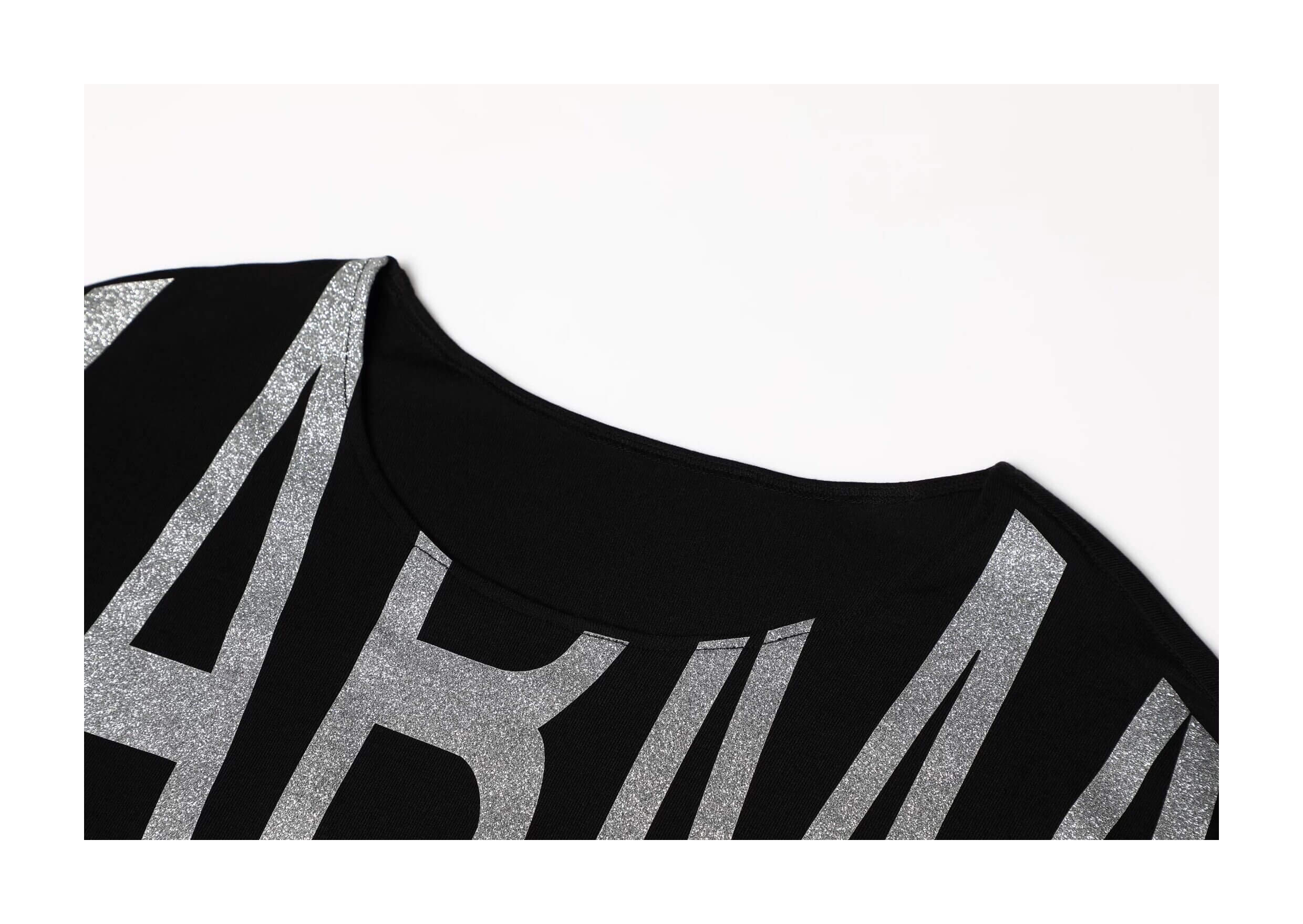 KARMANISTIC Glitter Logo Print Loose Fit Tee