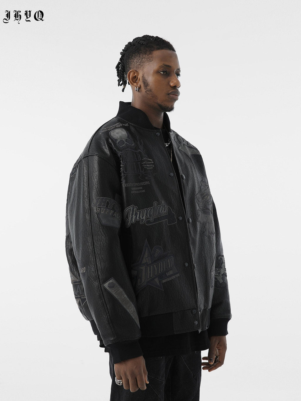 JHYQ Embroidered  PU Leather Baseball Jacket