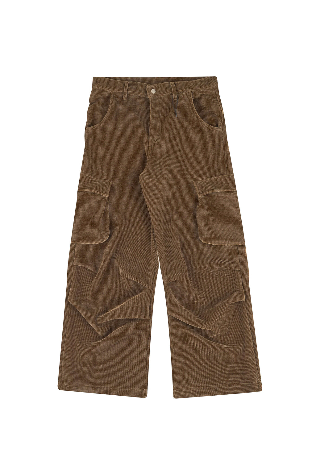 LIBERAFIT Waffle Texture Corduroy Flap Pocket Baggy Cargo Pants