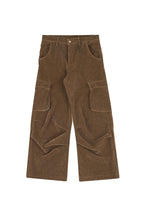 LIBERAFIT Waffle Texture Corduroy Flap Pocket Baggy Cargo Pants