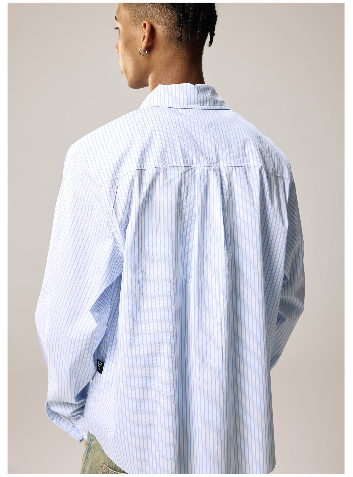 Remedy Letter Print Striped Long Sleeve Shirt