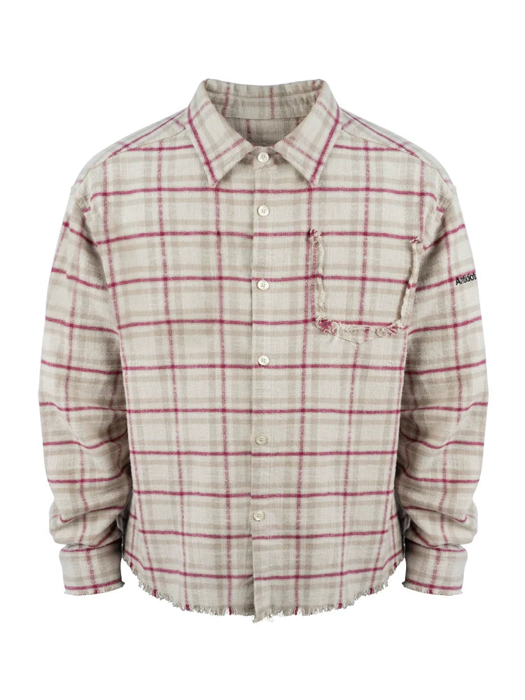 ANTIDOTE Destroyed Plaid Long-Sleeve Shirt
