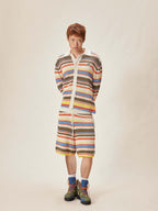 EVILKNIGHT(EK) Multicolor Striped Knit Shorts