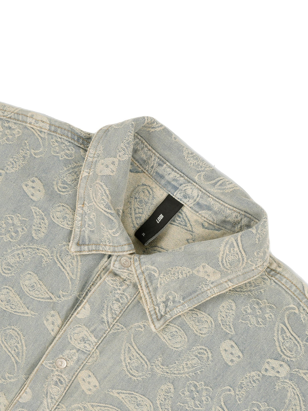 1807 Paisley Washed Denim Short Sleeve Shirt