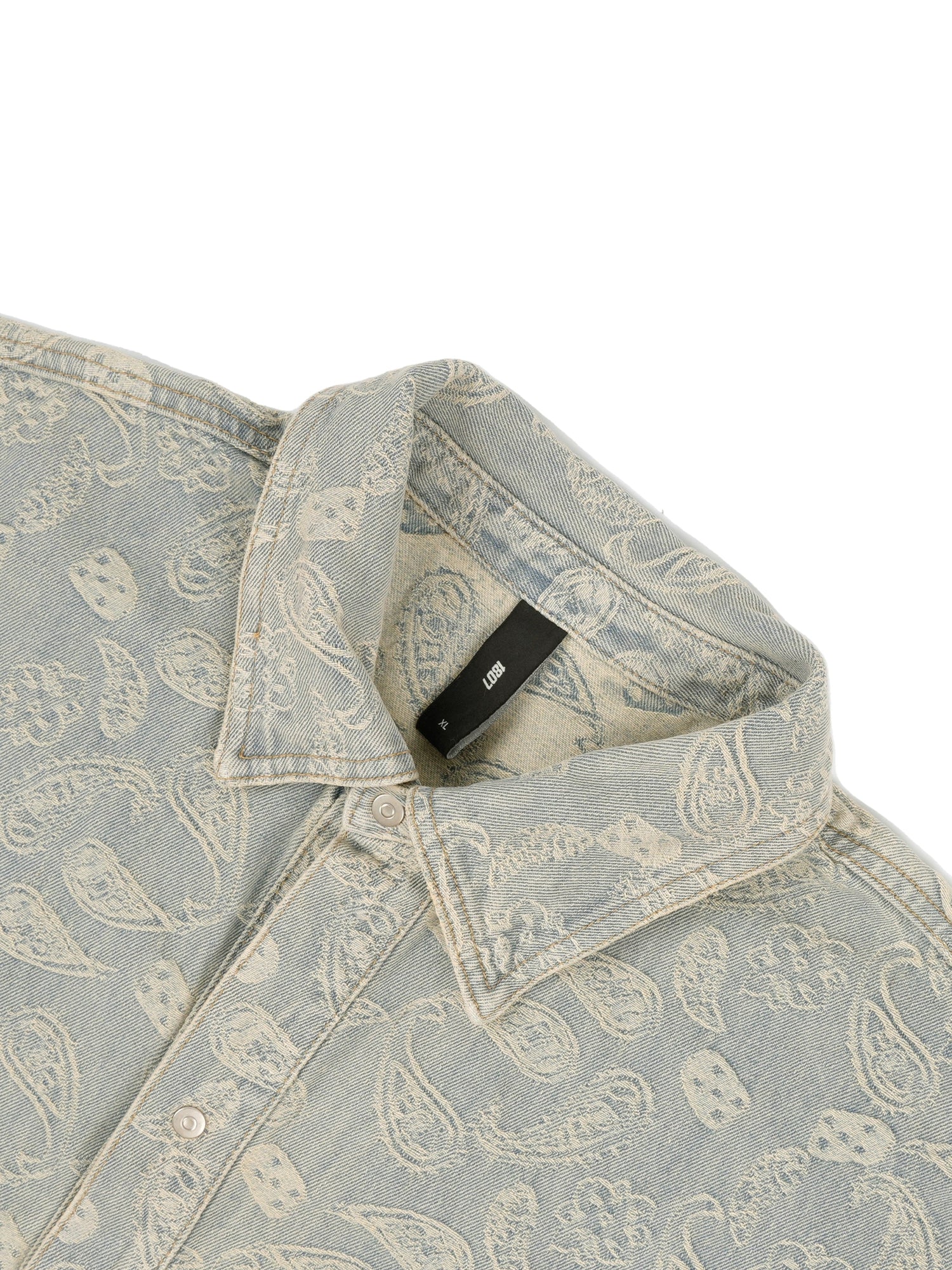 1807 Paisley Washed Denim Short Sleeve Shirt