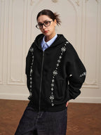 YADcrew Star Track Pearl Zip Up Hoodie
