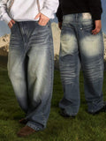 S45 Slanted Panel Curved Washed Jeans