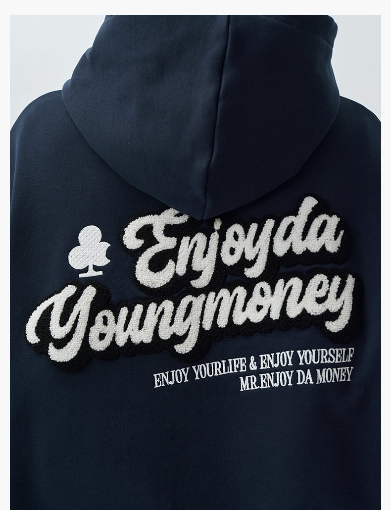 MEDM Towel Applique Embroidery Zip-Up Hoodie