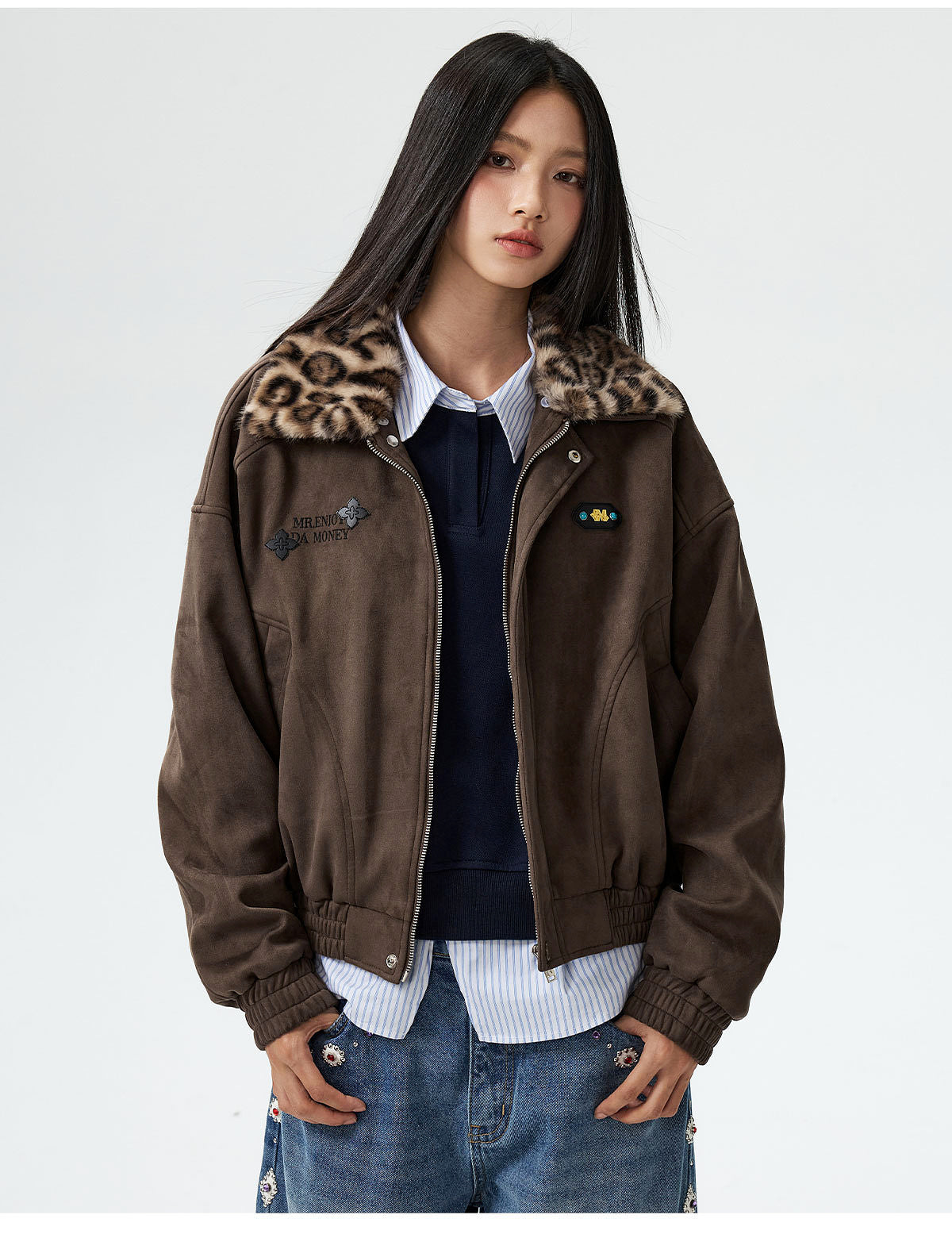 MEDM Detachable Collar Suede Jacket
