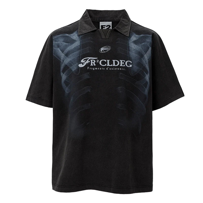 F2CE Washed X-ray Skeleton Print Polo