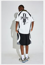 DICETINY Floral Logo Print Soccer Jersey Polo Shirt