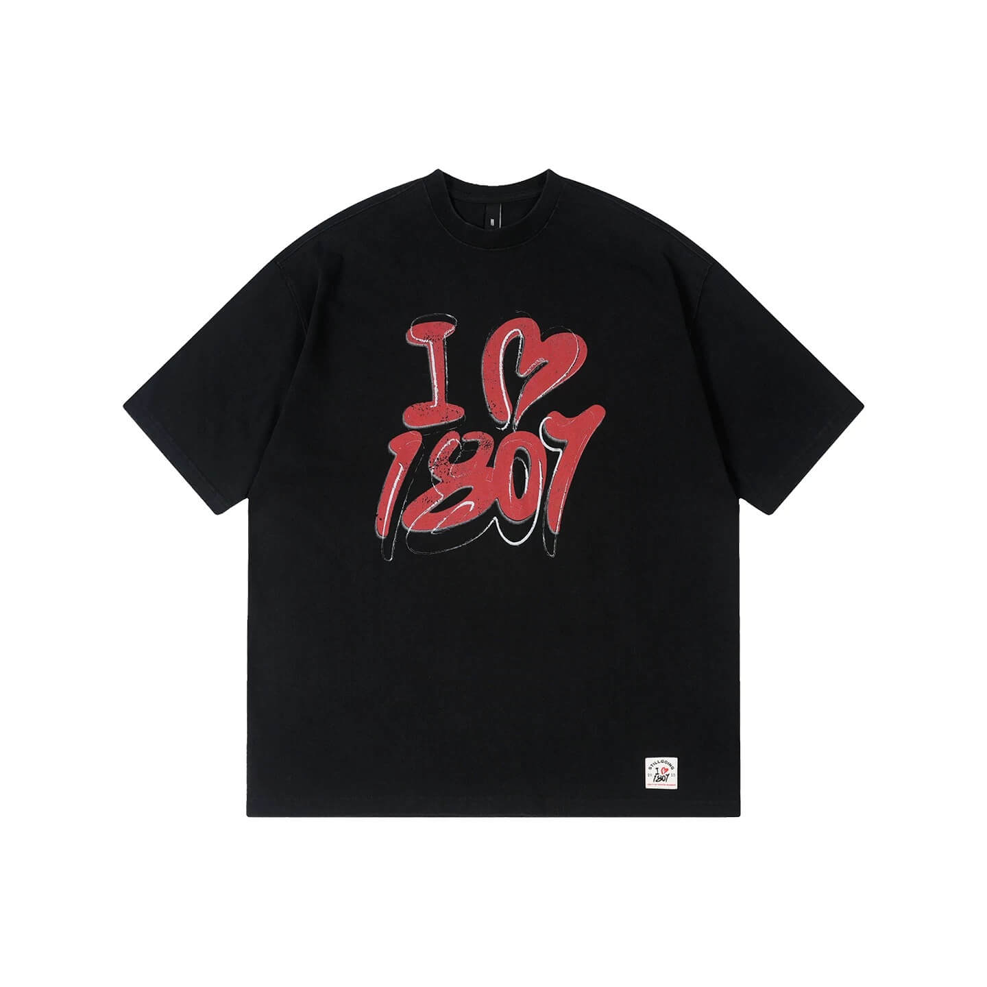 1807 I Love Graffiti Print Distressed Short Sleeve Tee