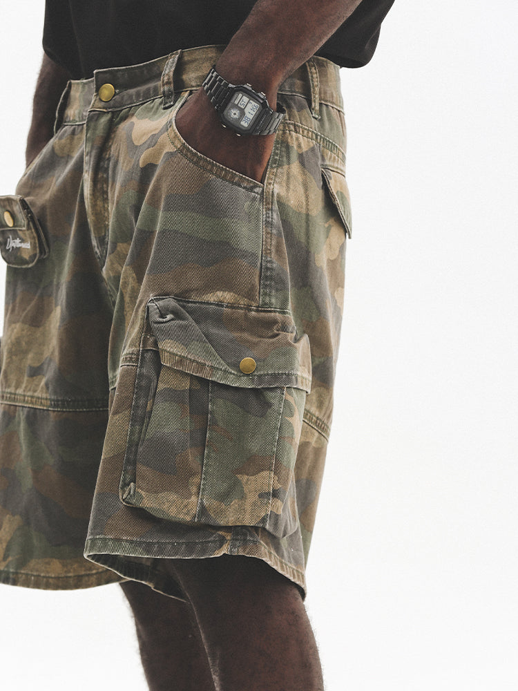 UNTILWERICH Camouflage Multi Pocket Work Cargo Shorts