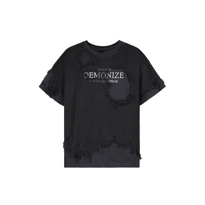 UNDERWATER Ruined Mesh Distressed Layered Tee