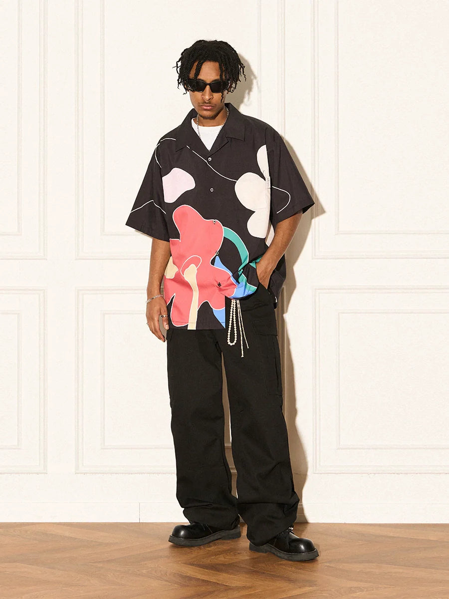 EMPTY REFERENCE Abstract Floral Short Sleeve Shirt