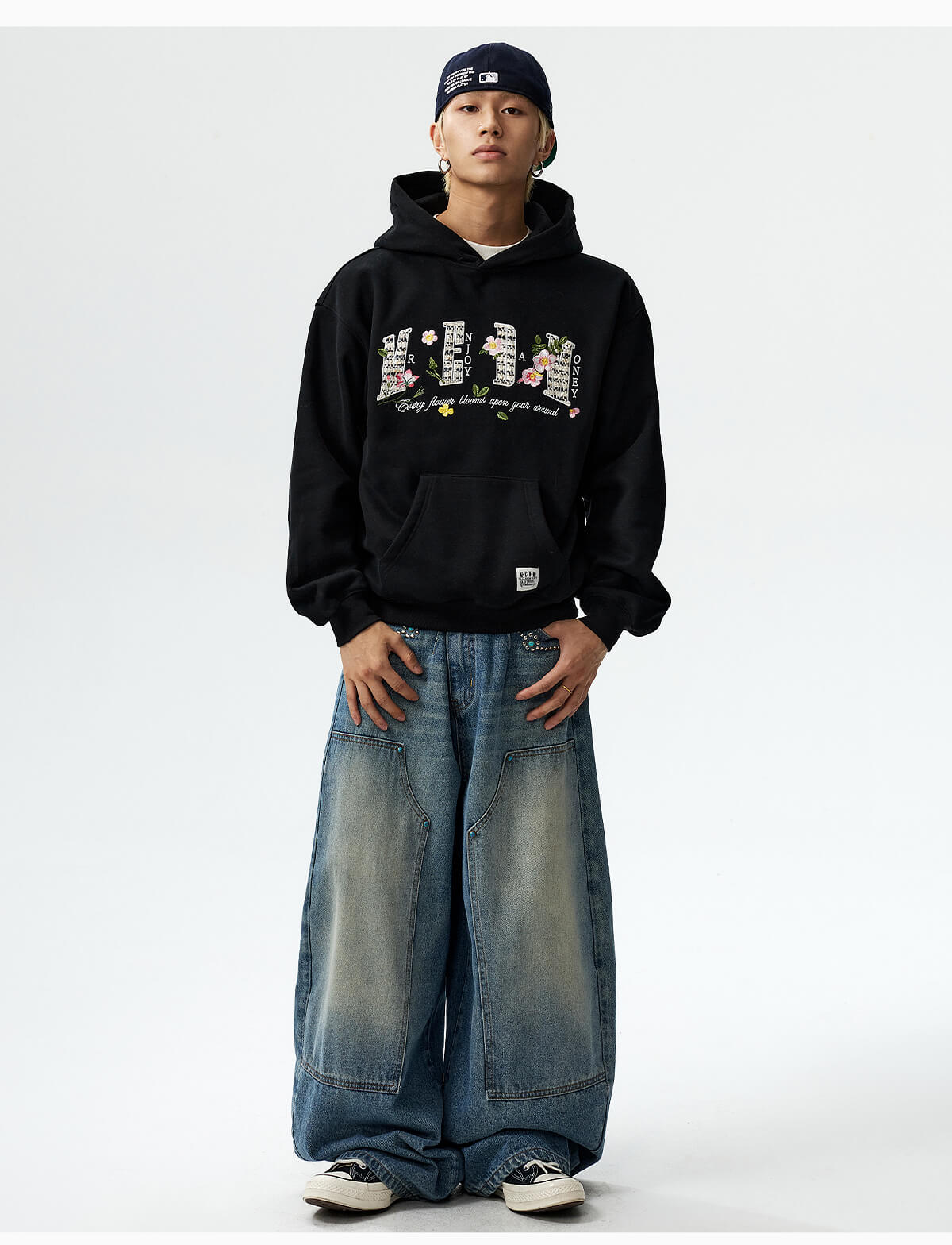 MEDM Mini Patchwork Floral Embroidered Hoodie