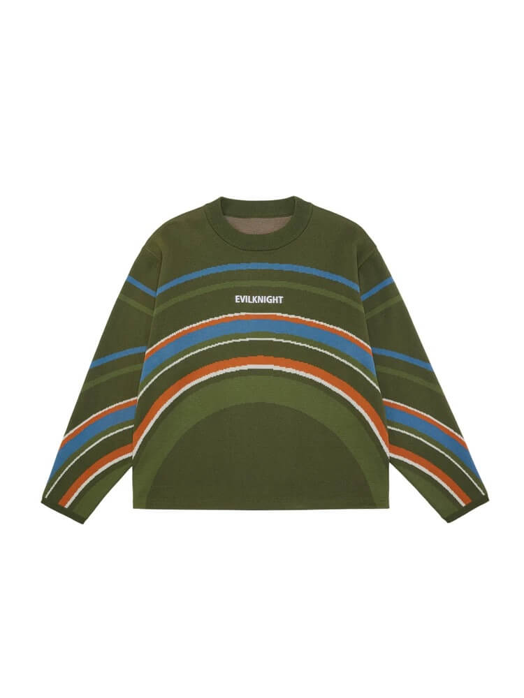 EVILKNIGHT(EK) Rainbow Circle Pattern Knit Sweater