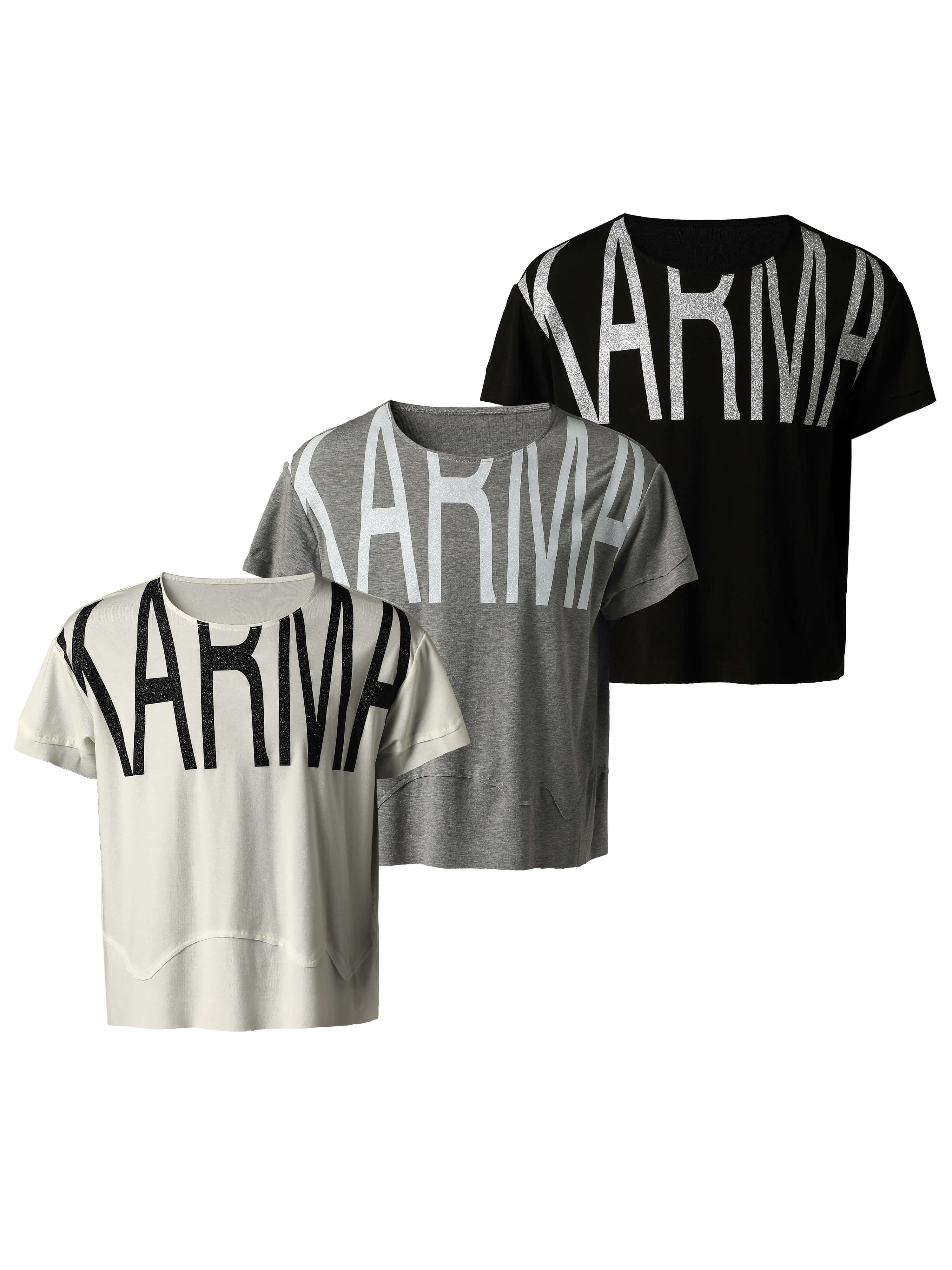 KARMANISTIC Glitter Logo Print Loose Fit Tee