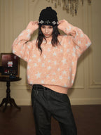 YADcrew All Over Star Fuzzy Knit Sweater