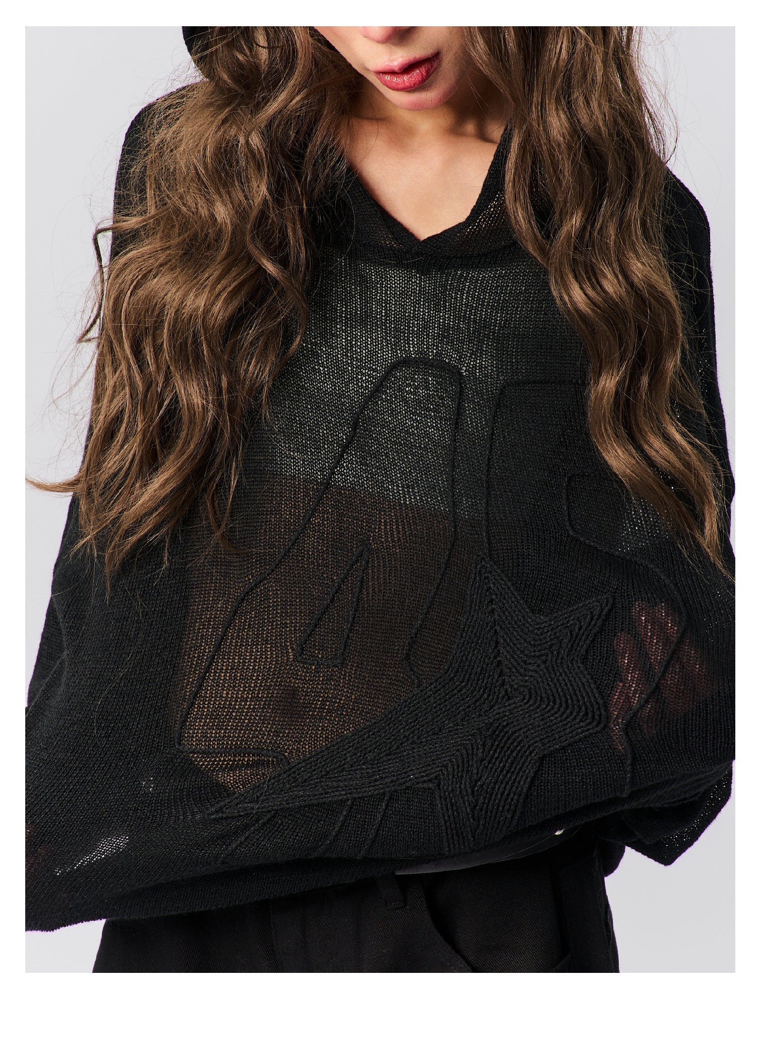 S45 Star Logo Mesh Knit Hoodie
