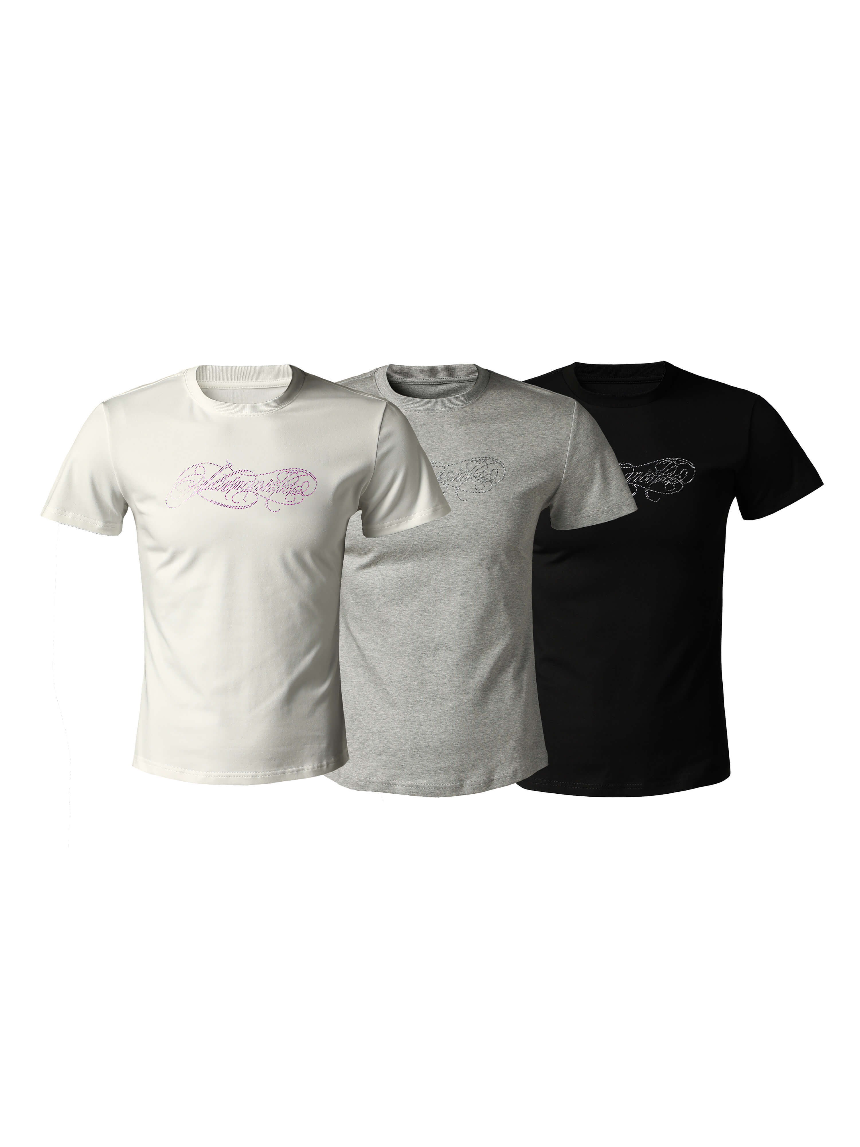 KARMANISTIC Rhinestone Logo Slim Fit Stretch Tee